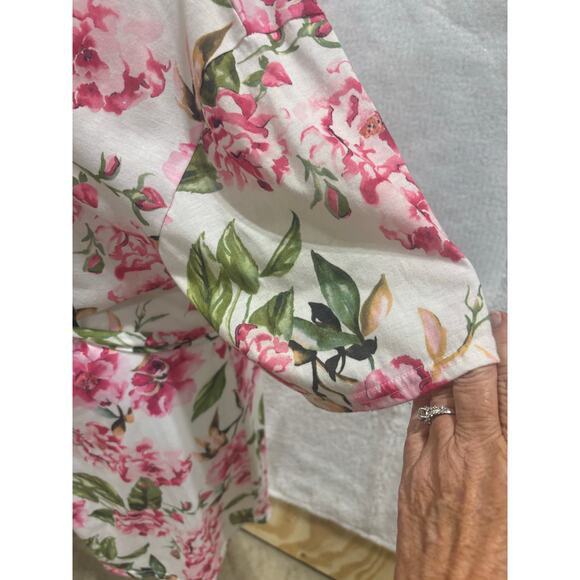 Show Me Your Mumu Brie Floral Robe 0/S Pink & Green Garden Blooms Kimono-Style - Picture 4 of 7